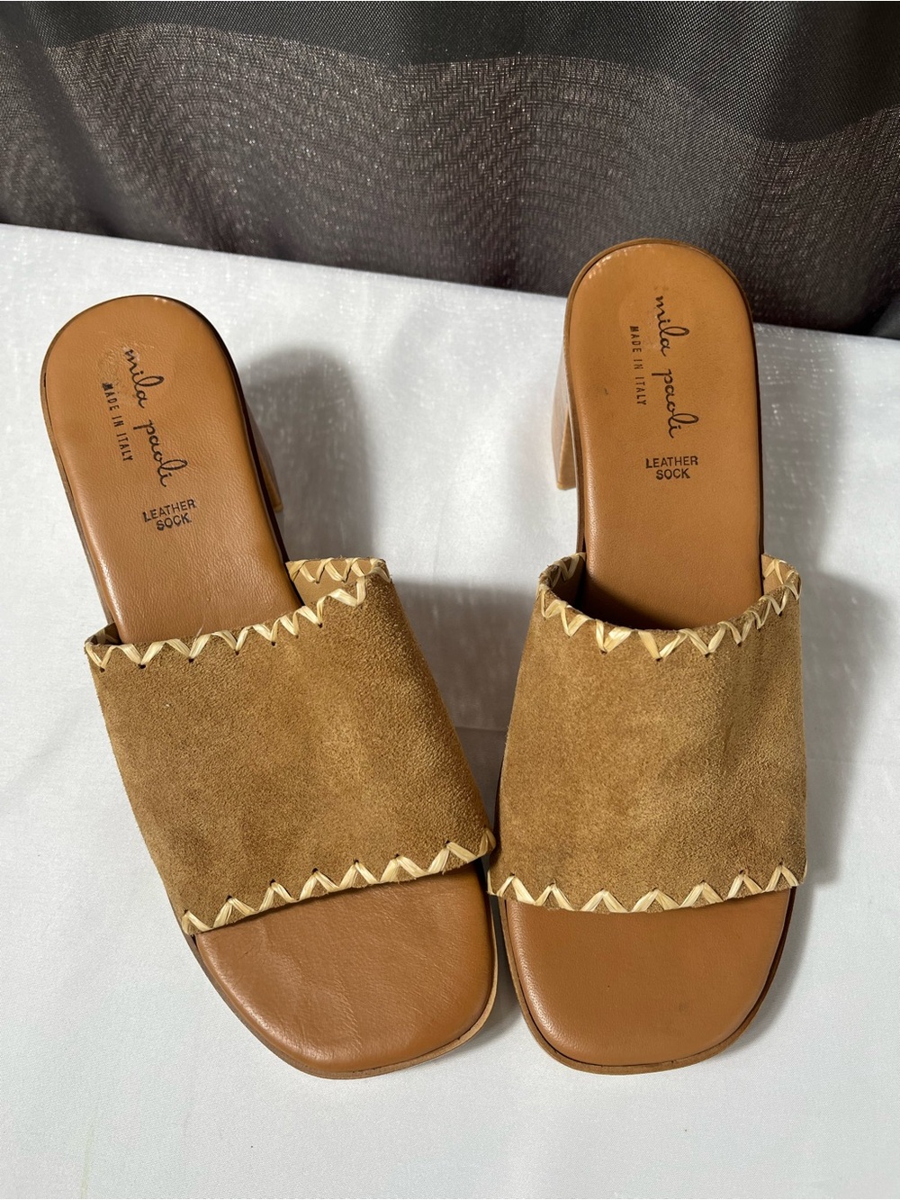 Mila Paoli Made in Italy Suede Leather Mule Sandals Size 9.5